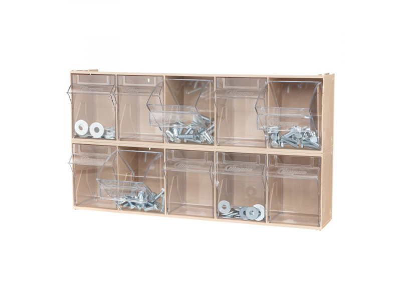 Короб откидной Стелла-техник F-600-5-B, 600х140х168 мм, 5 ячеек, бежевый, прозрачный